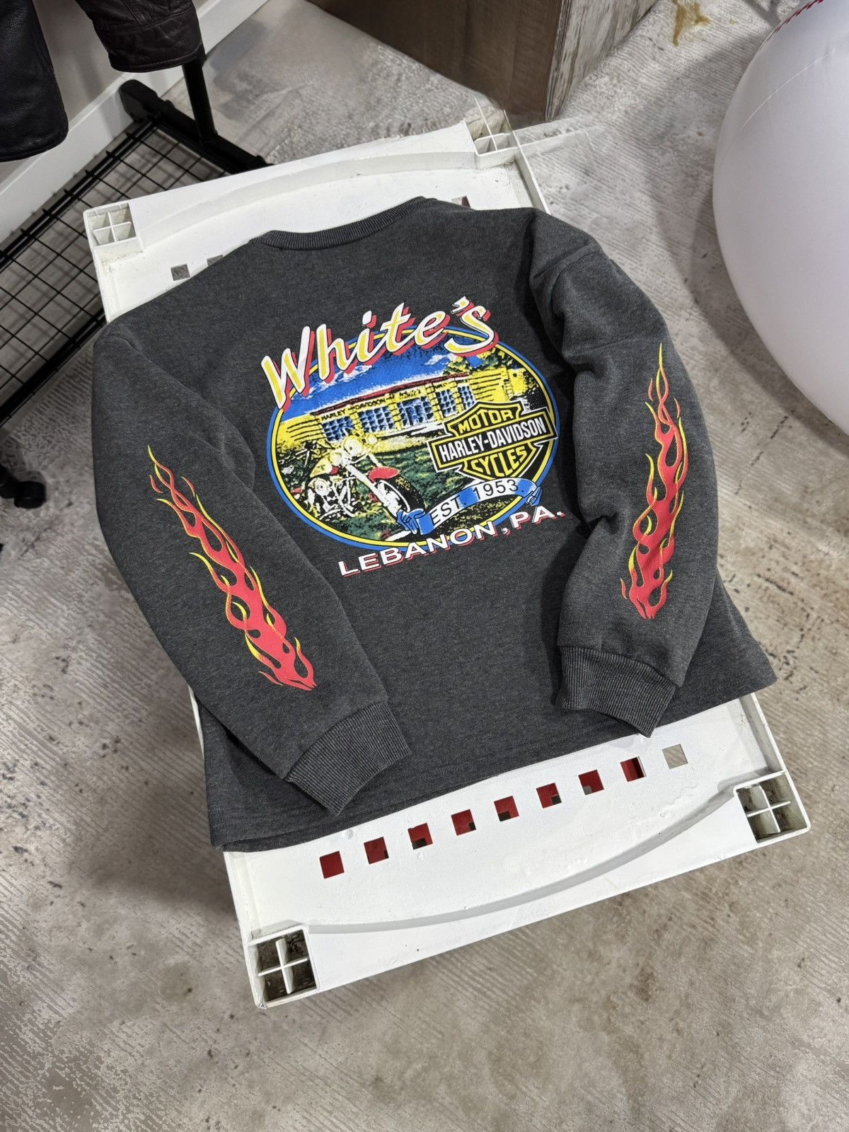 Vintage Harley Davidson Flame Big Logo Hoodie Fire Sleeves