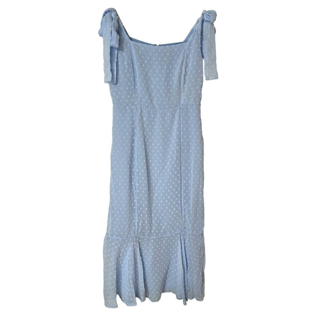 Lulus NWT Lulus Bimini Periwinkle Blue Swiss Dot Tie-Strap Midi Dr Size S / US 4 / IT 40 - 1 Thumbnail