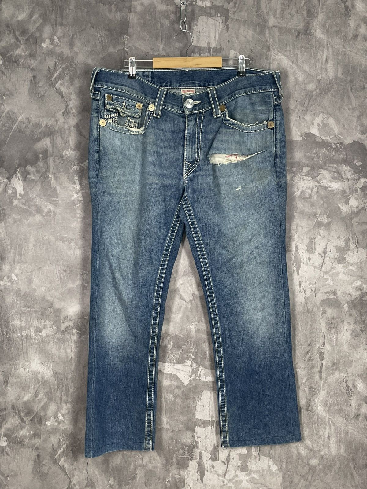 Japanese Brand × True Religion 💥Y2K Vintage True Religion White Stitch Rare Straight Jeans Size US 36 / EU 52 - 2 Thumbnail
