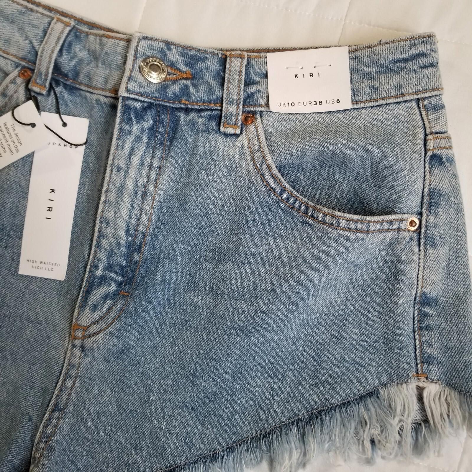 Topshop TopShop Womens Kiri Denim Jean Shorts High Waisted Size 6 Size 28" / US 6 / IT 42 - 3 Thumbnail