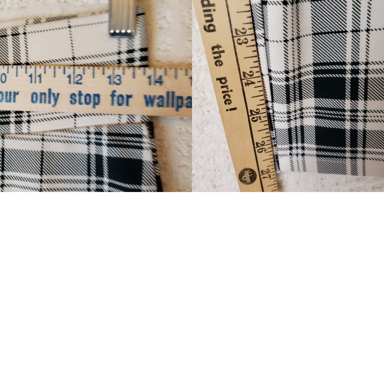 Vintage MeMoi Women's Leggings Pants S/M Black White Plaid Shaping Stretch Size 28" / US 6 / IT 42 - 8 Thumbnail