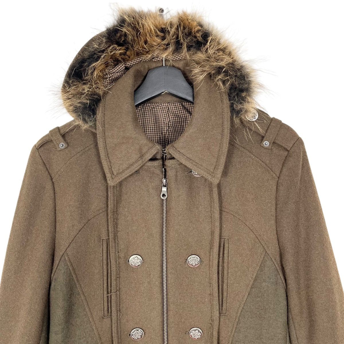 Designer × Japanese Brand Japanese Brand PPFM Detachable Furs Hoodie Women Wool Jacket Size M / US 6-8 / IT 42-44 - 3 Thumbnail