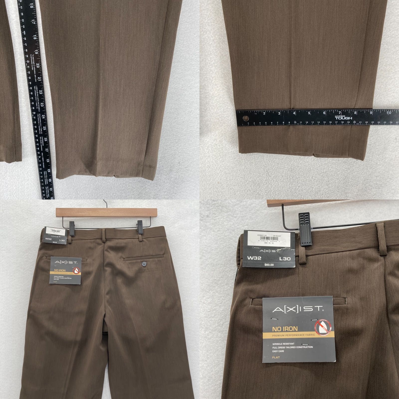 Vintage AXIST No Iron Dress Pants Mens 32x30 Brown Flat Front Straight Leg Mid Rise NWT Dress Pants Mens Brown Flat Front 32x30 Axist No Iron NWT Size US 32 / EU 48 - 8 Thumbnail
