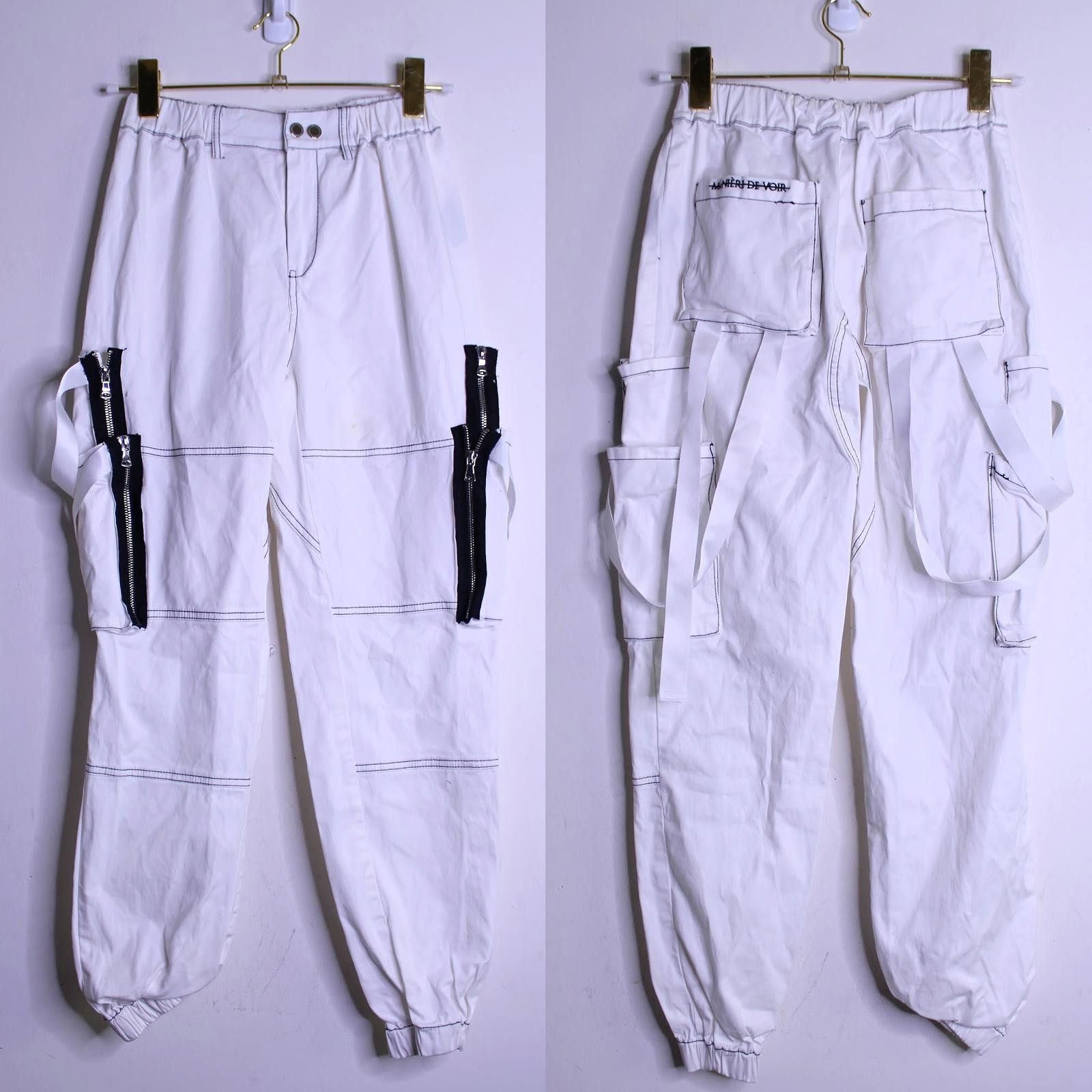 Designer Maniere De Voir White and Black Cargo Joggers - 4 Size 27" / US 4 / IT 40 - 1 Thumbnail