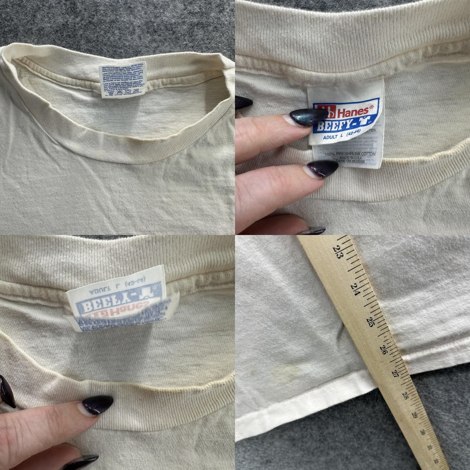 Hanes VINTAGE Hanes Beefy-T Loschiavo Memorial Run Shirt Mens Large White 90s Rainbow Graphic 10th Annual Tee Size US L / EU 52-54 / 3 - 8 Thumbnail