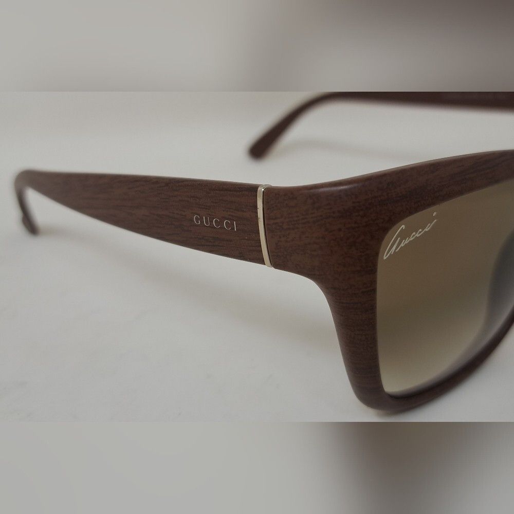 Gucci Gucci Women's Sunglasses Wood Grain Polarized Square GG 365 Size ONE SIZE - 6 Thumbnail