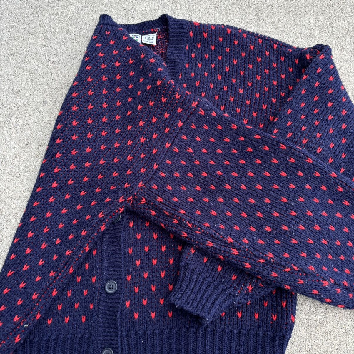 Vintage Vintage Repeating Heart Knit Cardigan Size L / US 10 / IT 46 - 3 Thumbnail