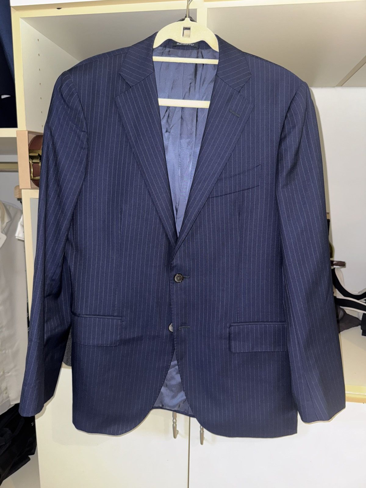 Suitsupply SUIT SUPPLY 100% WOOL VITALE NAVY PINSTRIPE SUIT JACKET Size 40R - 1 Thumbnail