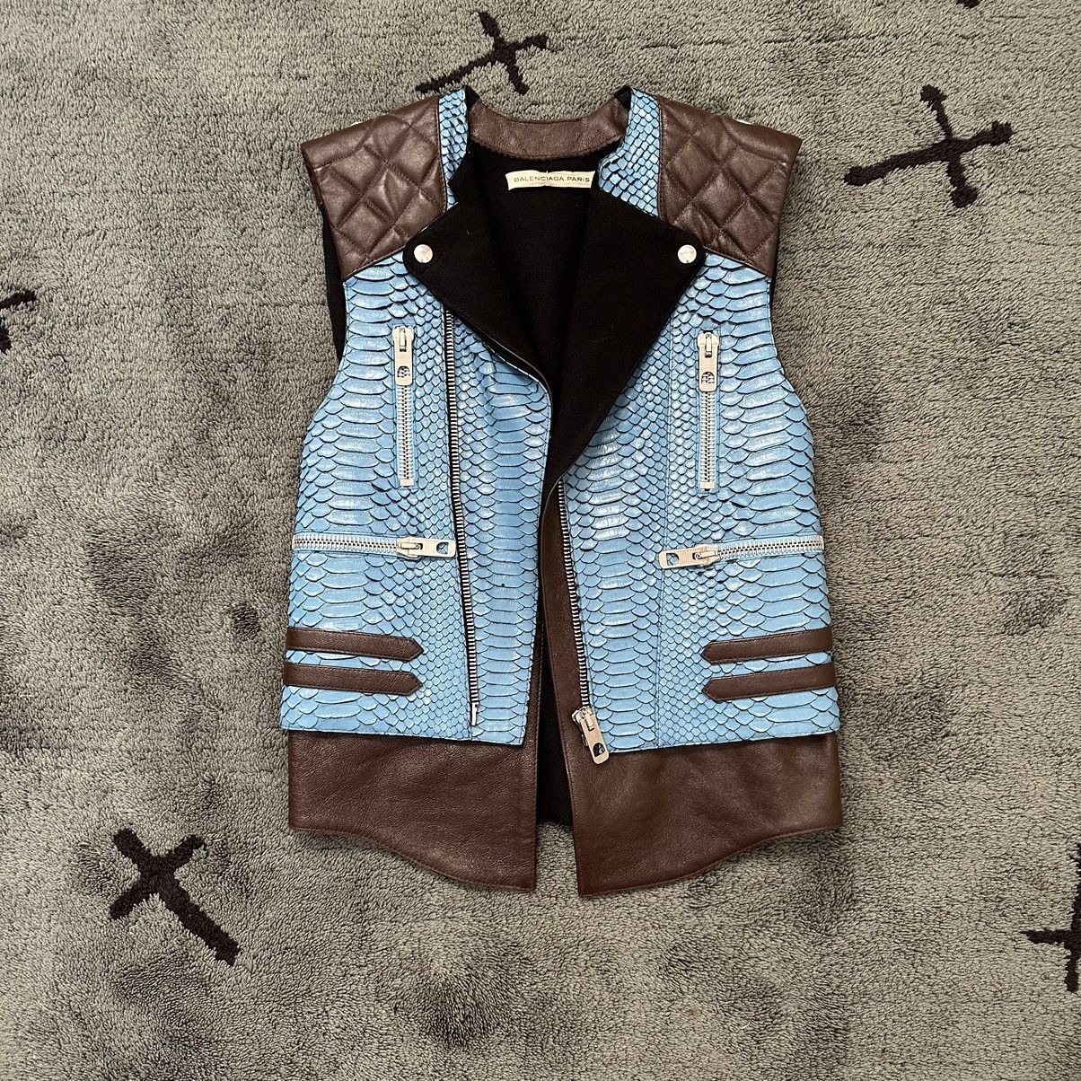 Balenciaga Archive Balenciaga Spring 2011 Python Effect Leather Vest Size S / US 4 / IT 40 - 1 Thumbnail