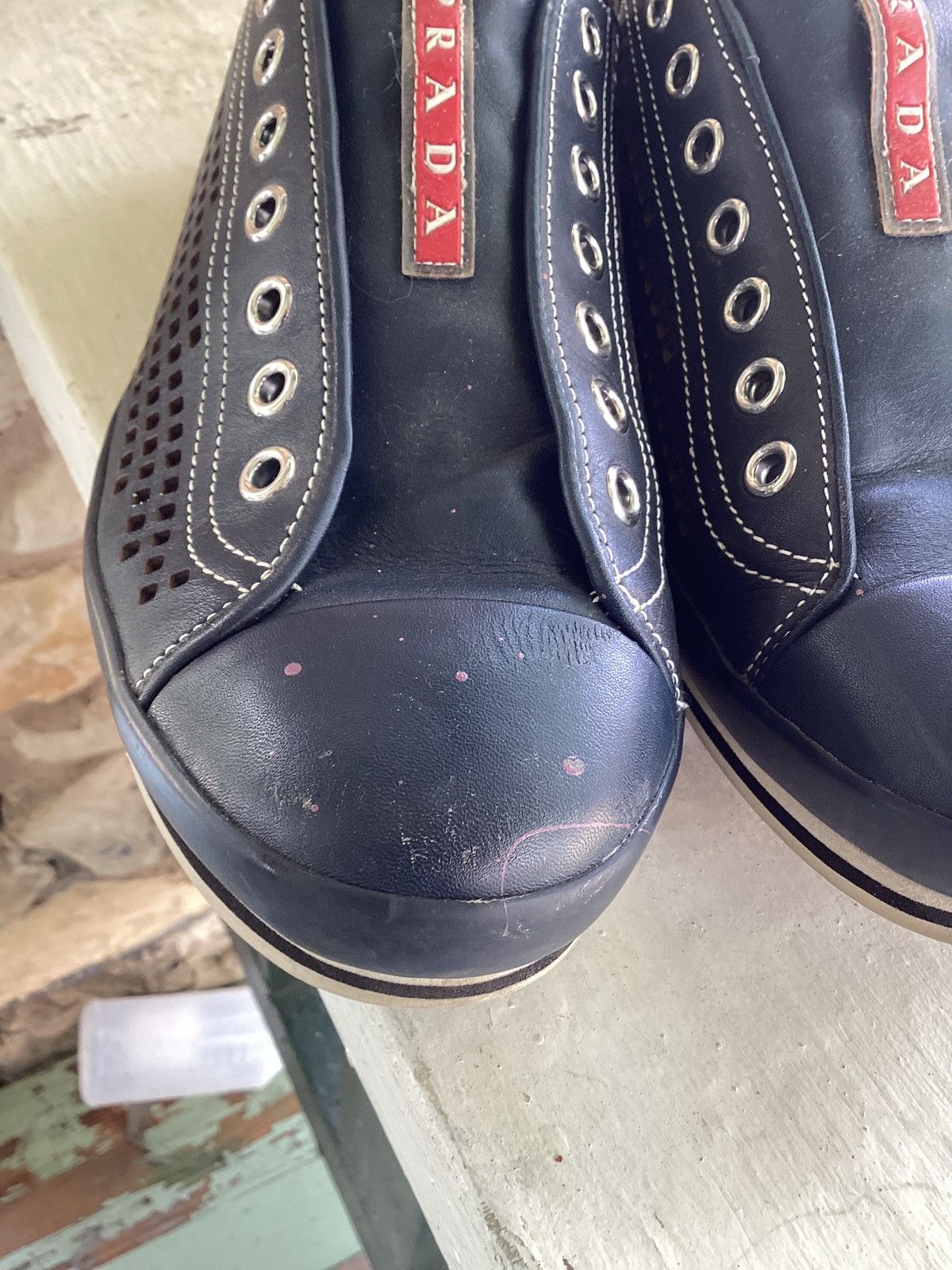 Prada Prada perforated leather sneakers Size US 9.5 / EU 42-43 - 2 Thumbnail