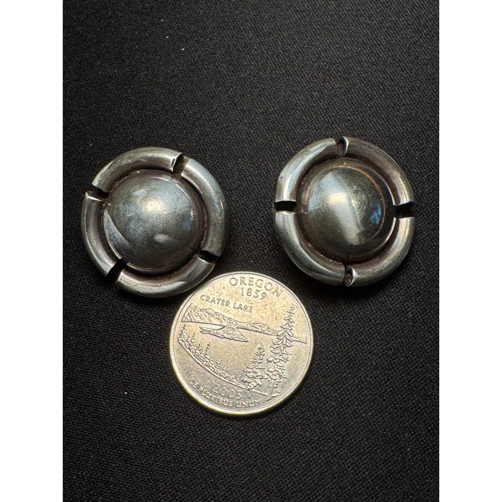 Other 925 Sterling Silver Vintage Mexico Button Clip On Earrings Size ONE SIZE - 3 Thumbnail
