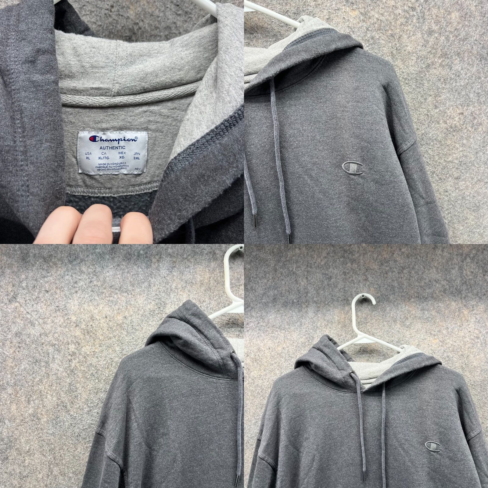 Champion VINTAGE Champion Hoodie Mens XL Gray Fleece Pullover Logo C Style Pullover All Seasons Power Blend C Logo Size US XL / EU 56 / 4 - 8 Thumbnail