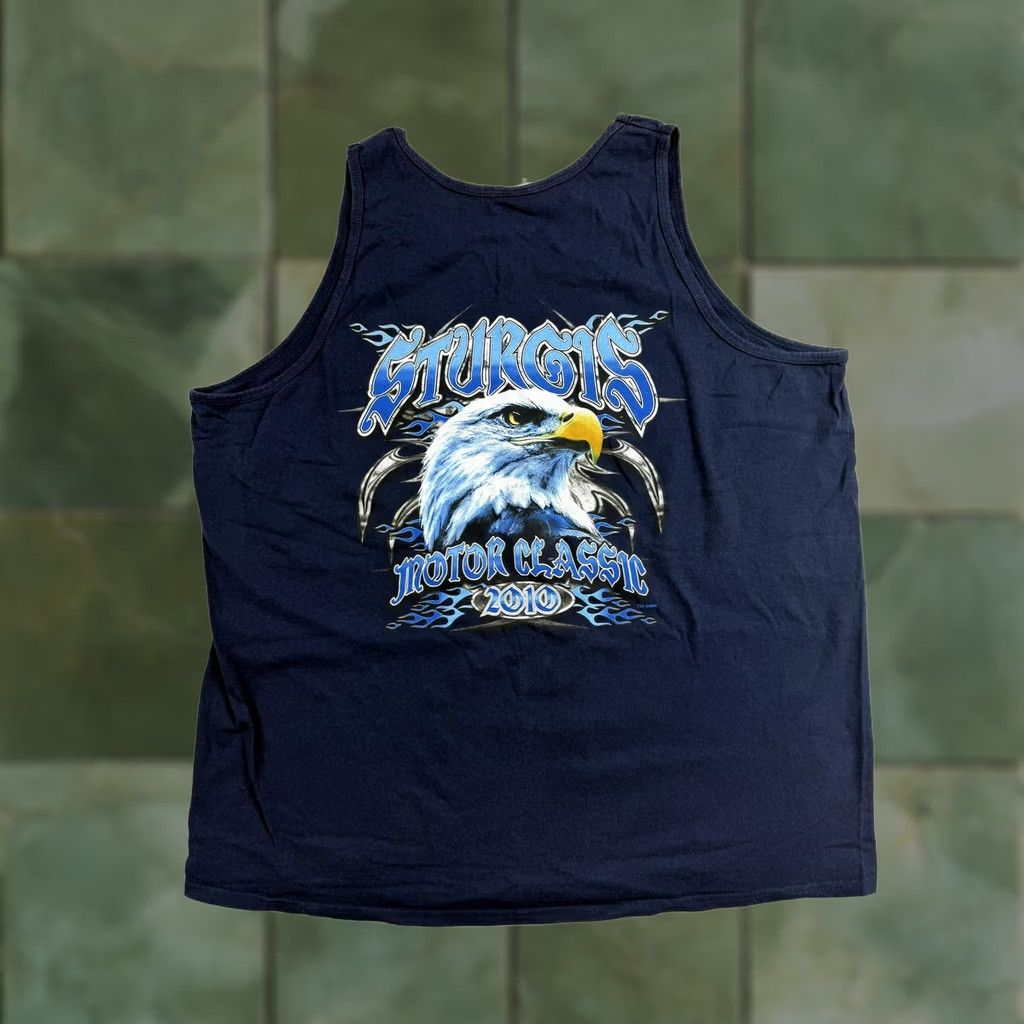 Gildan Gildan Shirt Mens 2XL Blue Sturgis Motor Classic 2010 Sleeveless Tank Tee Biker Size US XXL / EU 58 / 5 - 1 Thumbnail