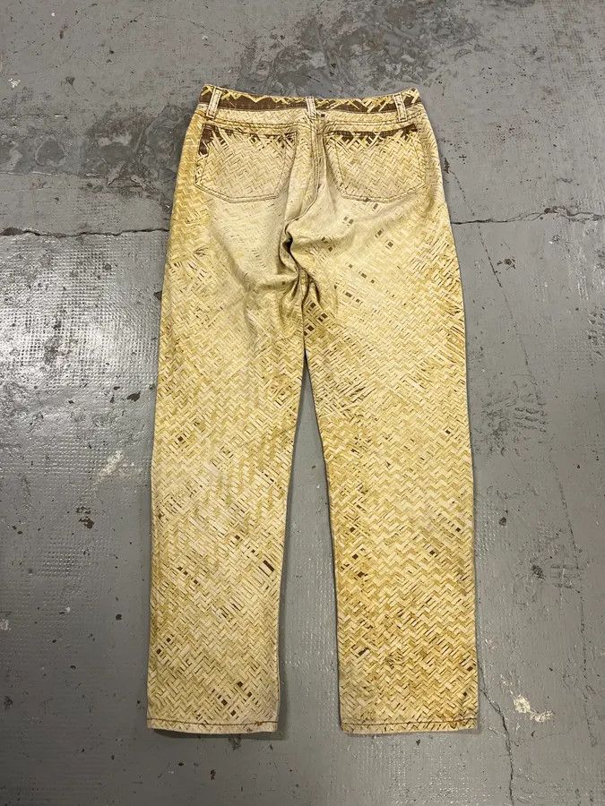 Roberto Cavalli 2000s Roberto Cavalli Wicker Basket Gradient Print Beige Pants Size US 31 - 7 Thumbnail