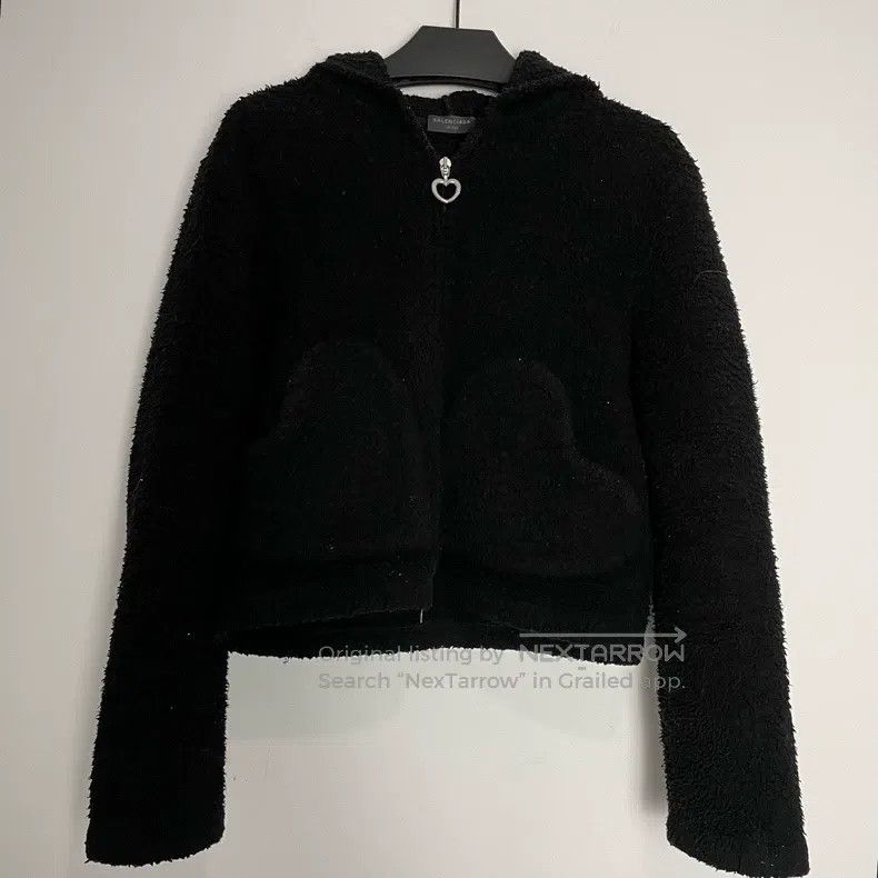 Balenciaga Balenciaga Mud Stained Love Heart Teddy Fleece Jacket Hood Size US M / EU 48-50 / 2 - 1 Thumbnail
