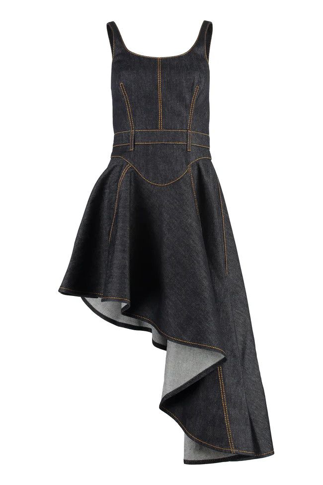 Alexander McQueen o1y0325 Denim Mini Dress in Blue Size S / US 4 / IT 40 - 1 Thumbnail