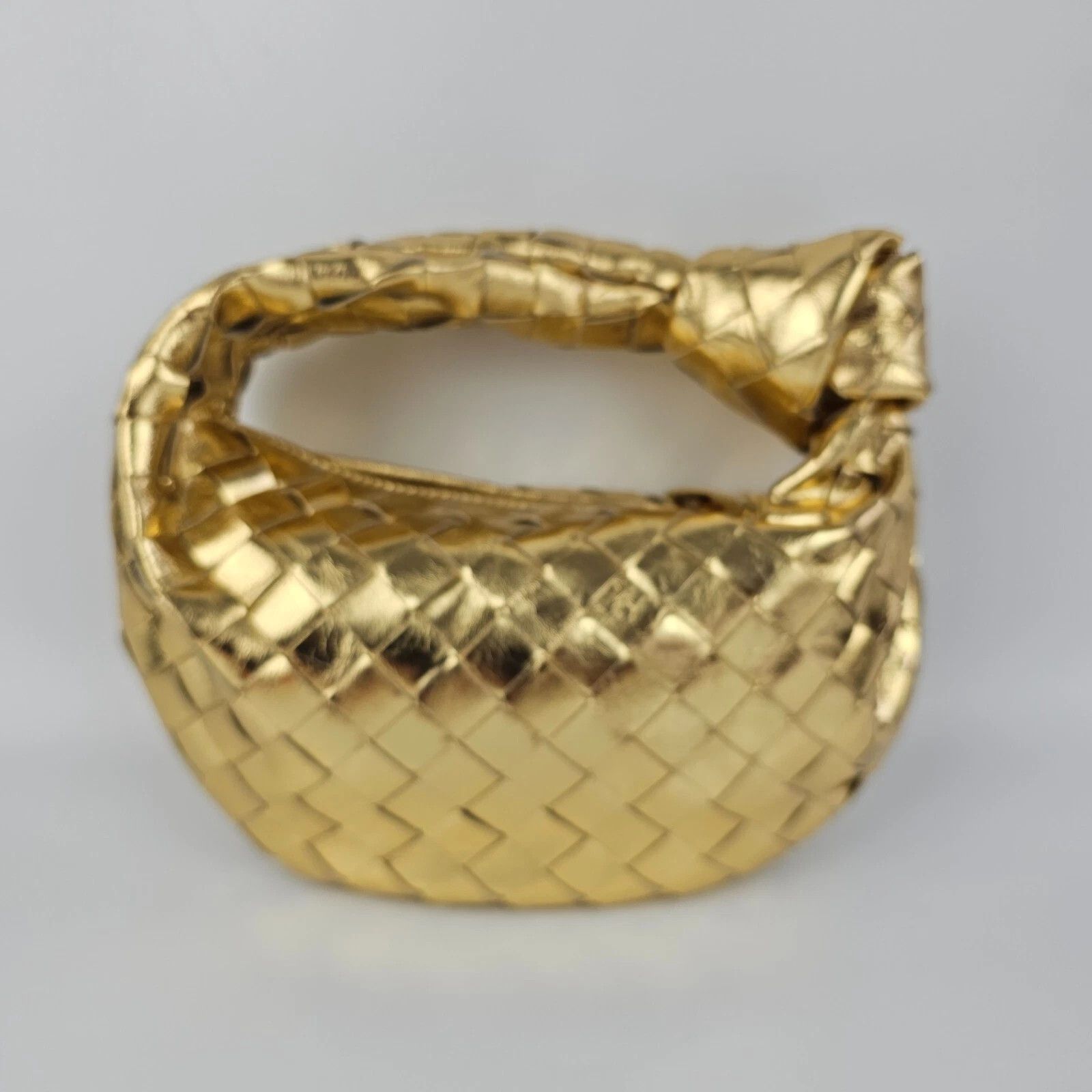 Bottega Veneta Mini Jodie $3300 Gold Leather Handle Bag