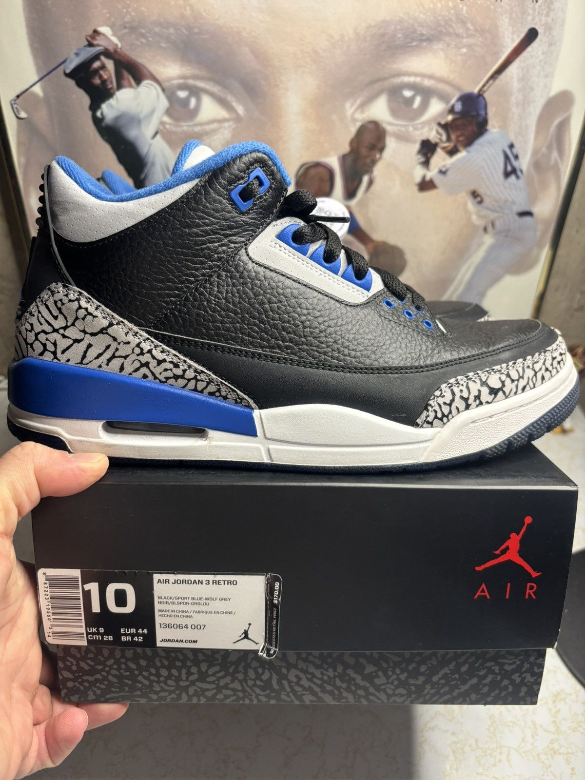 Jordan Brand Jordan Retro 3 ‘sport blue’ Size US 10 / EU 43 - 1 Thumbnail