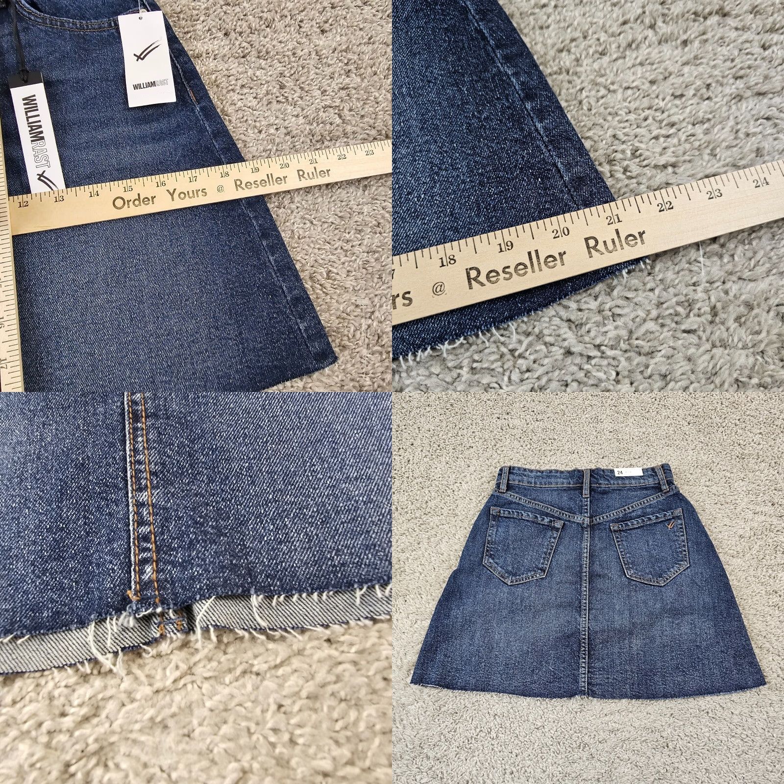 Vintage WILLIAM RAST Denim Skirt Girls Junior 24 Blue A-Line Stretch Short High Rise Size 42" / US 20 - 8 Thumbnail