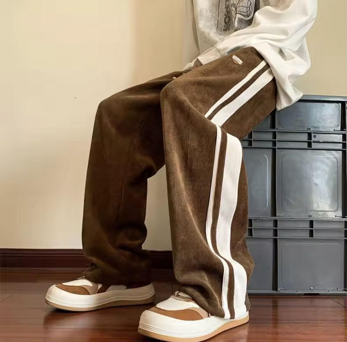 Japanese Brand Casual Pants Loose Color Blo Striped Wide Leg Sweatpant Size US 31 - 2 Thumbnail