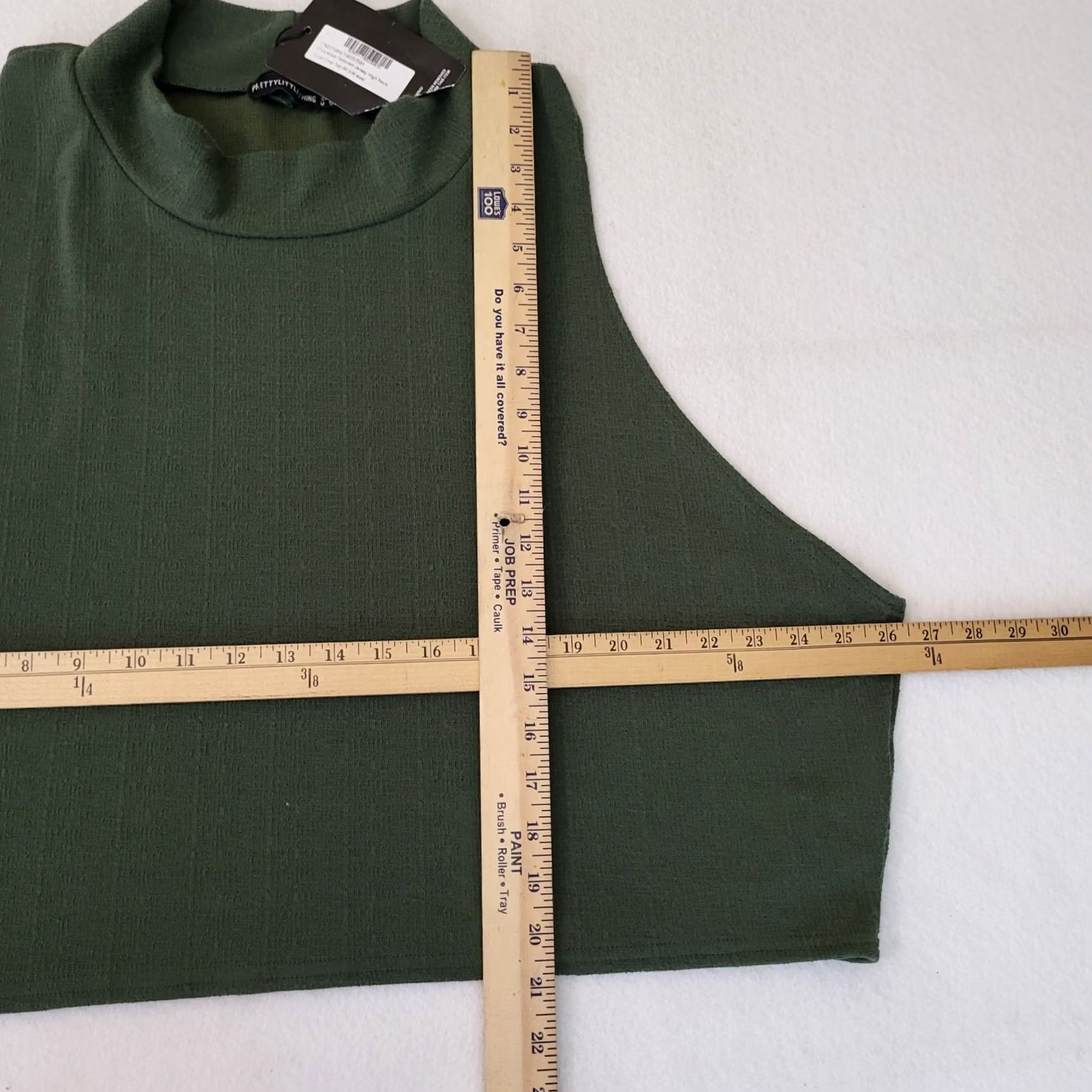 PrettyLittleThing Pretty little thing Women's Khaki Textured Jersey High Neck Crop Top Sleeveless 26 Plus Size 4XL / US 24-26 - 7 Thumbnail