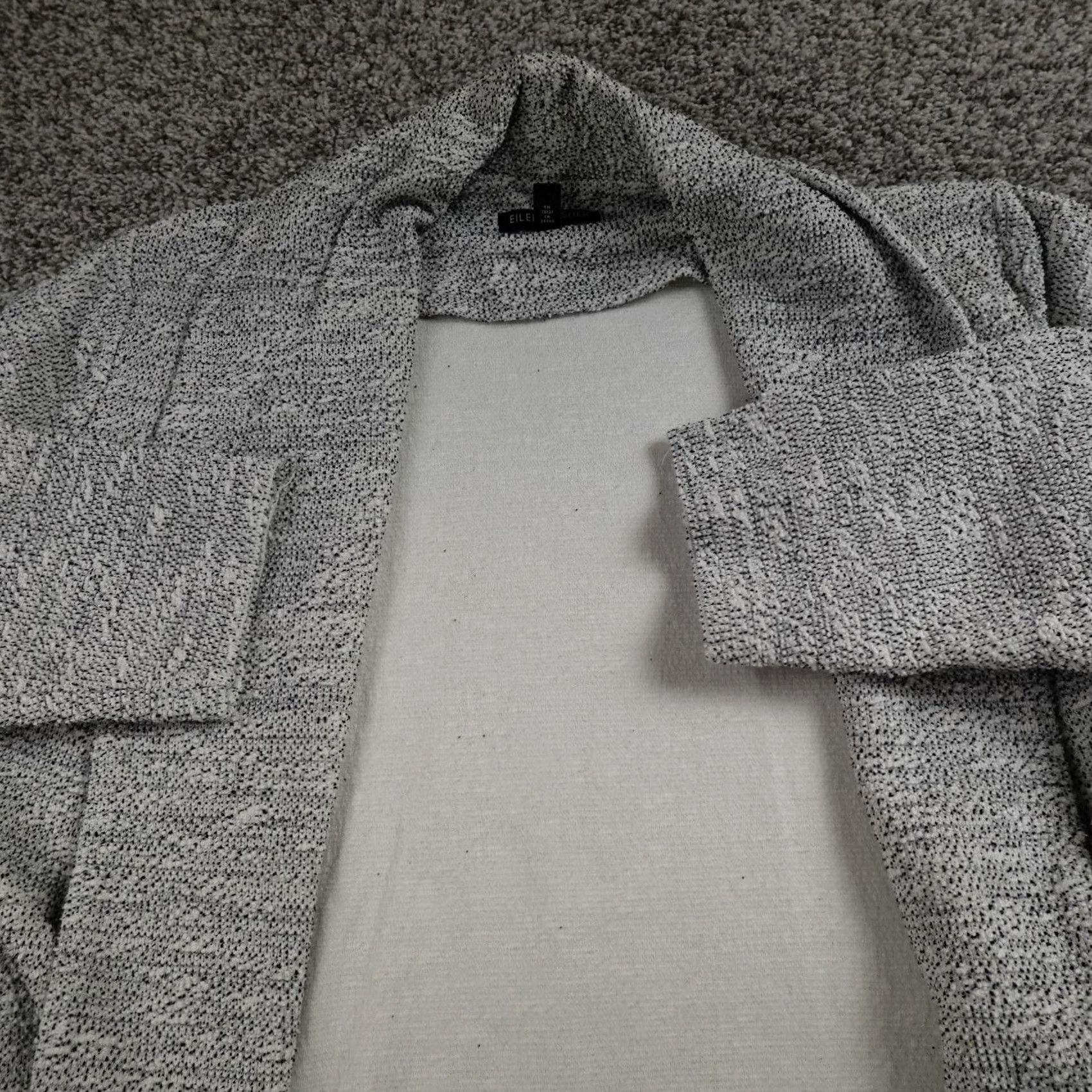 Eileen Fisher Eileen Fisher Sweater Cardigan Womens PM Gray Open Front Knit V-Neck Long Sleeve Pockets Size M / US 6-8 / IT 42-44 - 3 Thumbnail