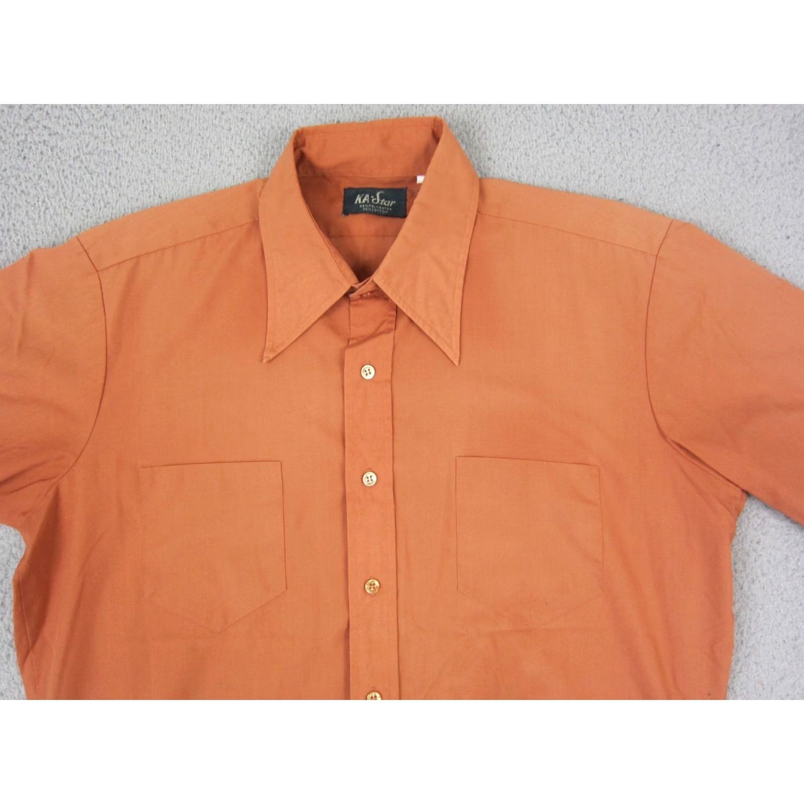 Vintage Vintage Ka-Star Shirt Mens L Orange Disco Leisure Short Sleeve Button-Up Collared 70s 80s Size US L / EU 52-54 / 3 - 2 Thumbnail