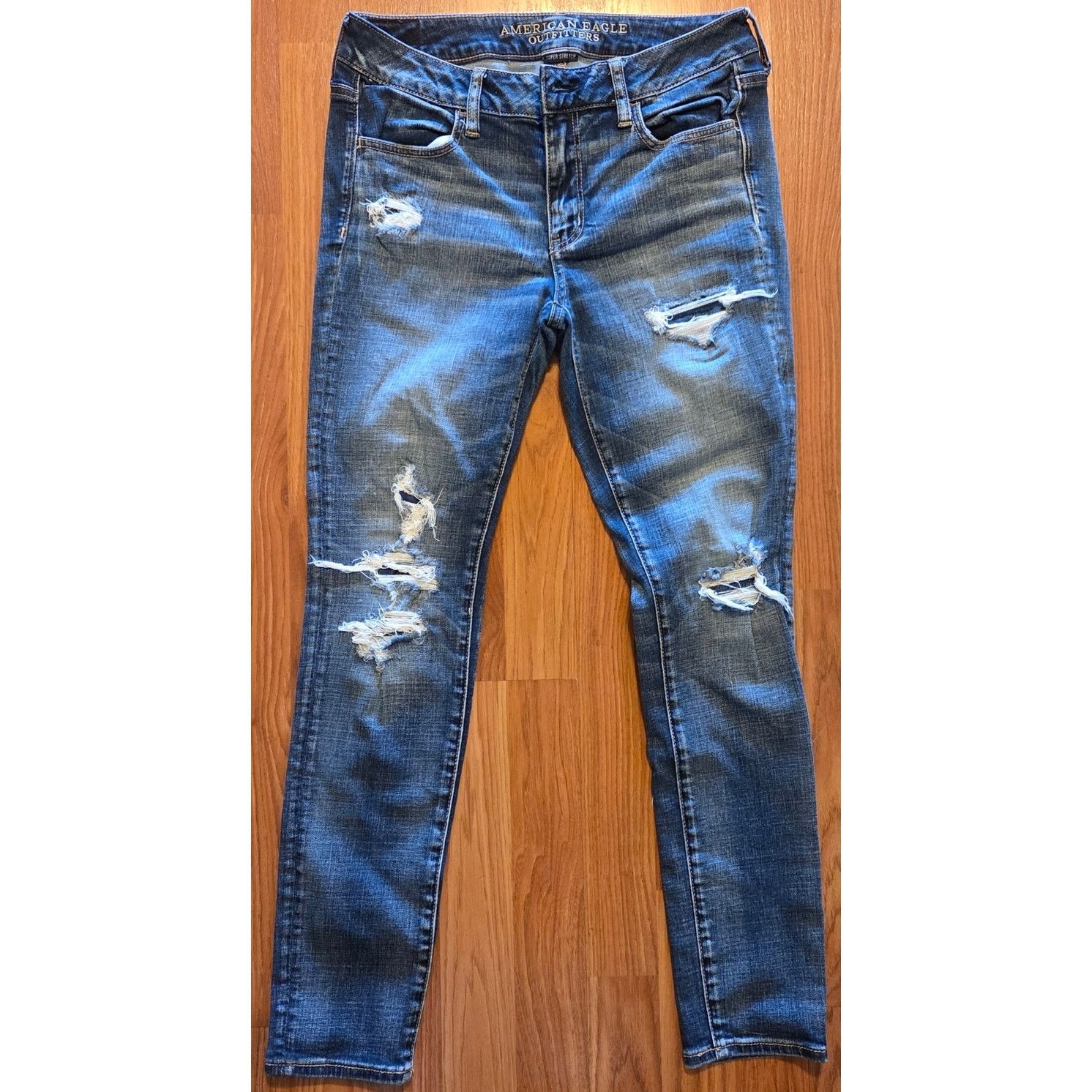 American Eagle Outfitters American Eagle Acid Wash Blue Denim Jeggings - Size 8 Size 30" / US 8 / IT 44 - 3 Thumbnail