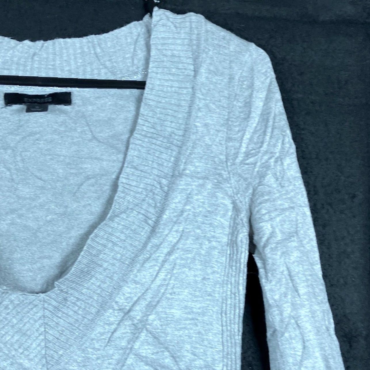 Express Express Womens Sweater Gray V Neck Knitted Long Sleeve Stretch Small S Size S / US 4 / IT 40 - 5 Thumbnail