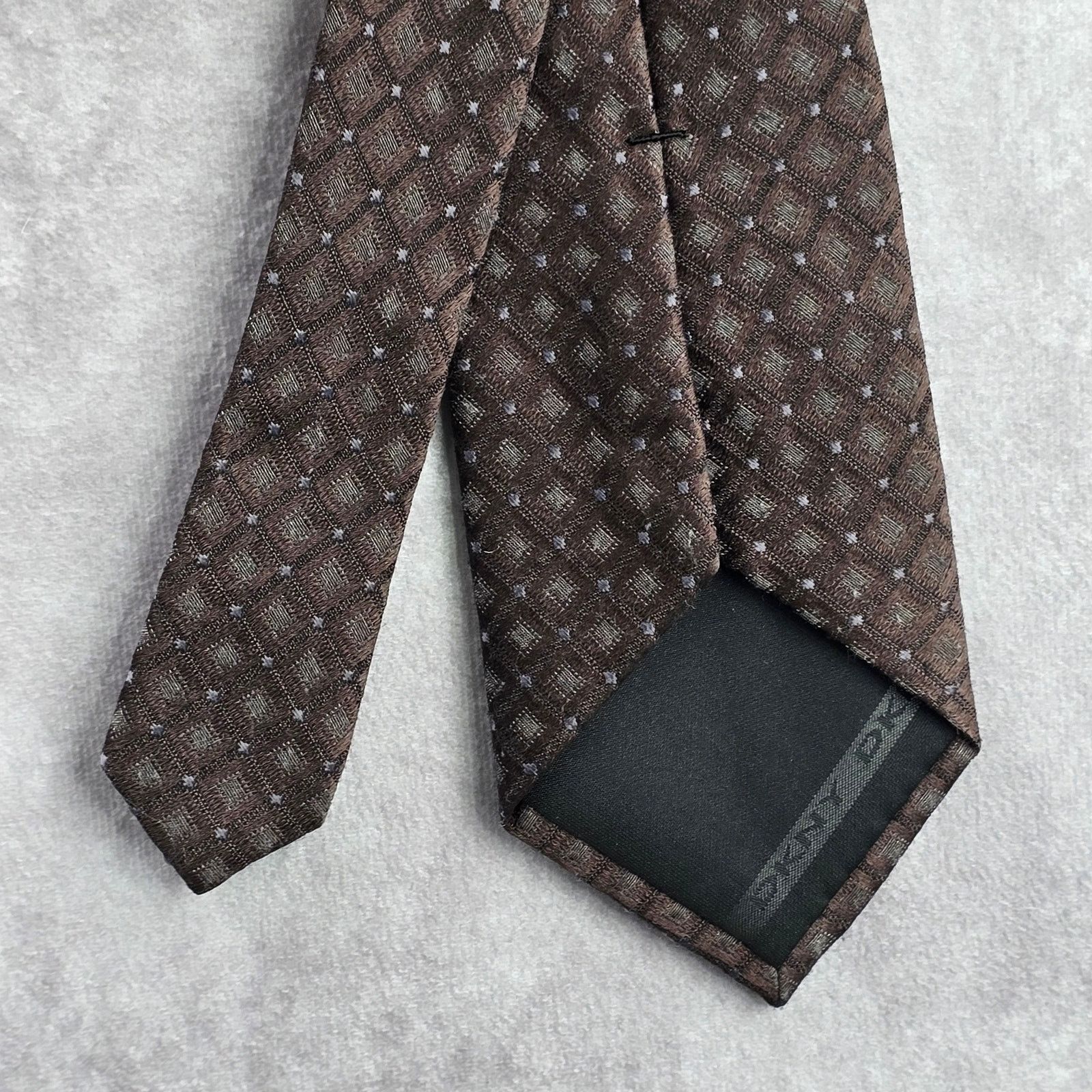 DKNY DKNY Brown Gray Stripe Repp 32% Silk 68% Poly Men's Neck Tie Size 30 - 6 Thumbnail