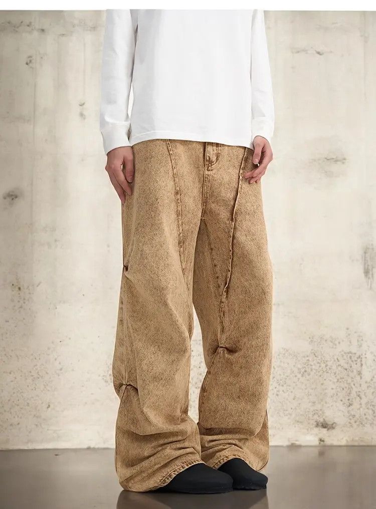 Designer × Streetwear × Vintage Baggy Beige Denim Jeans