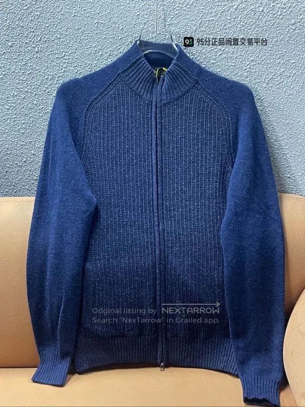 Loro Piana Loro Piana Men's Blue Double Zipper Knit Cardigan. Size US M / EU 48-50 / 2 - 2 Thumbnail