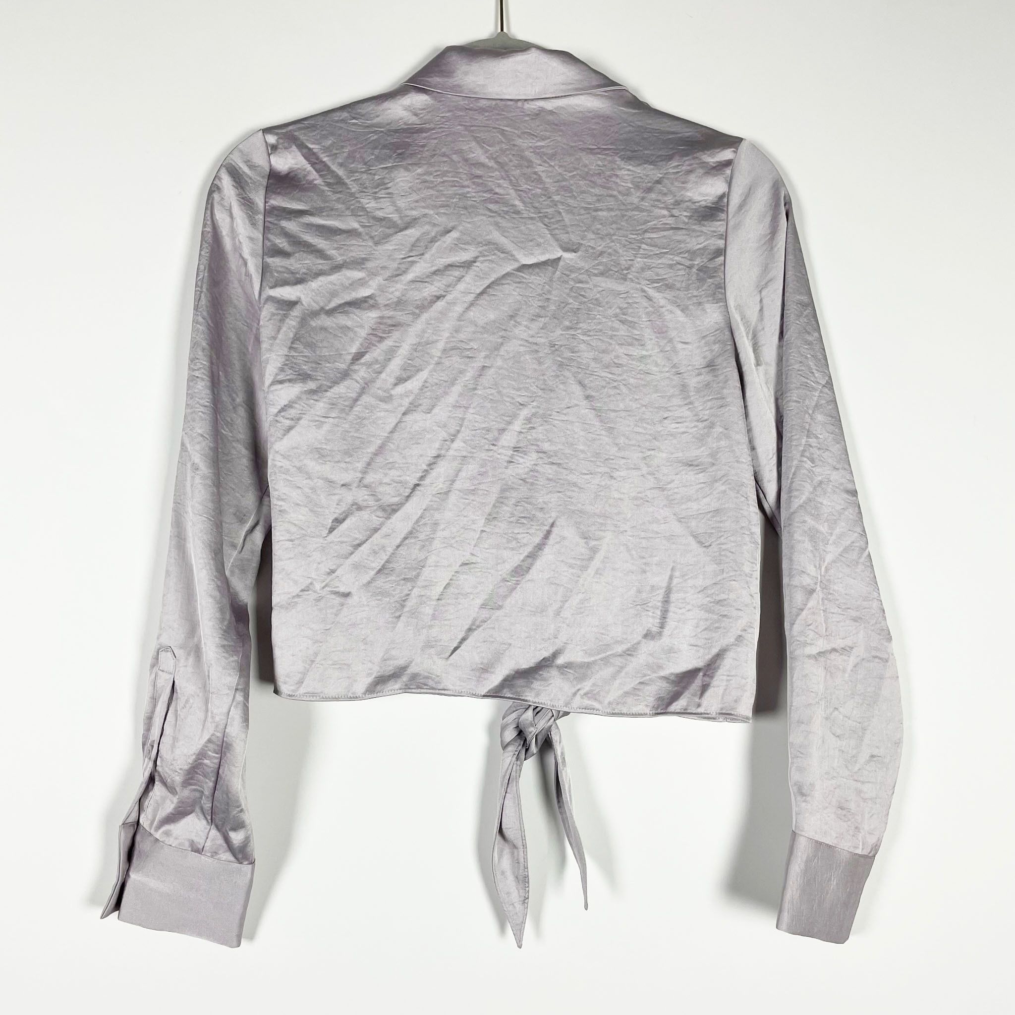 Aritzia Wilfred Free Aritzia Tie Front Satin Button Collared Size XS / US 0-2 / IT 36-38 - 3 Thumbnail