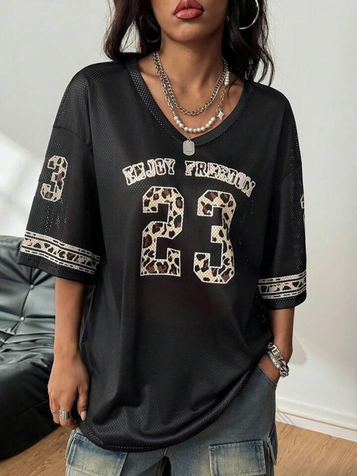 Other Black and Leopard Enjoy Freedom Mesh Numbered 23 Jersey Size ONE SIZE - 1 Thumbnail