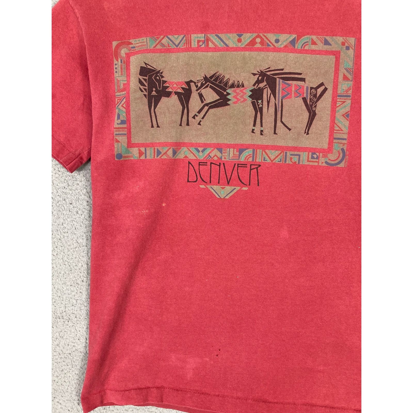 Anvil Vintage Denver CO Red Shirt Mens M Distressed Anvil Tag Size US M / EU 48-50 / 2 - 8 Thumbnail