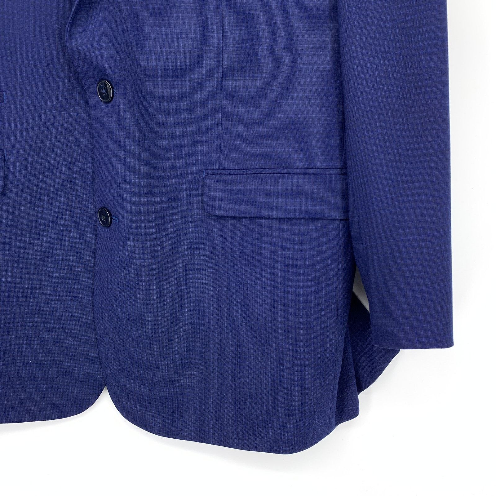 Vince Camuto Vince Camuto Slim Blazer Mens 44L One Button Blue Microcheck Size 44L - 4 Thumbnail