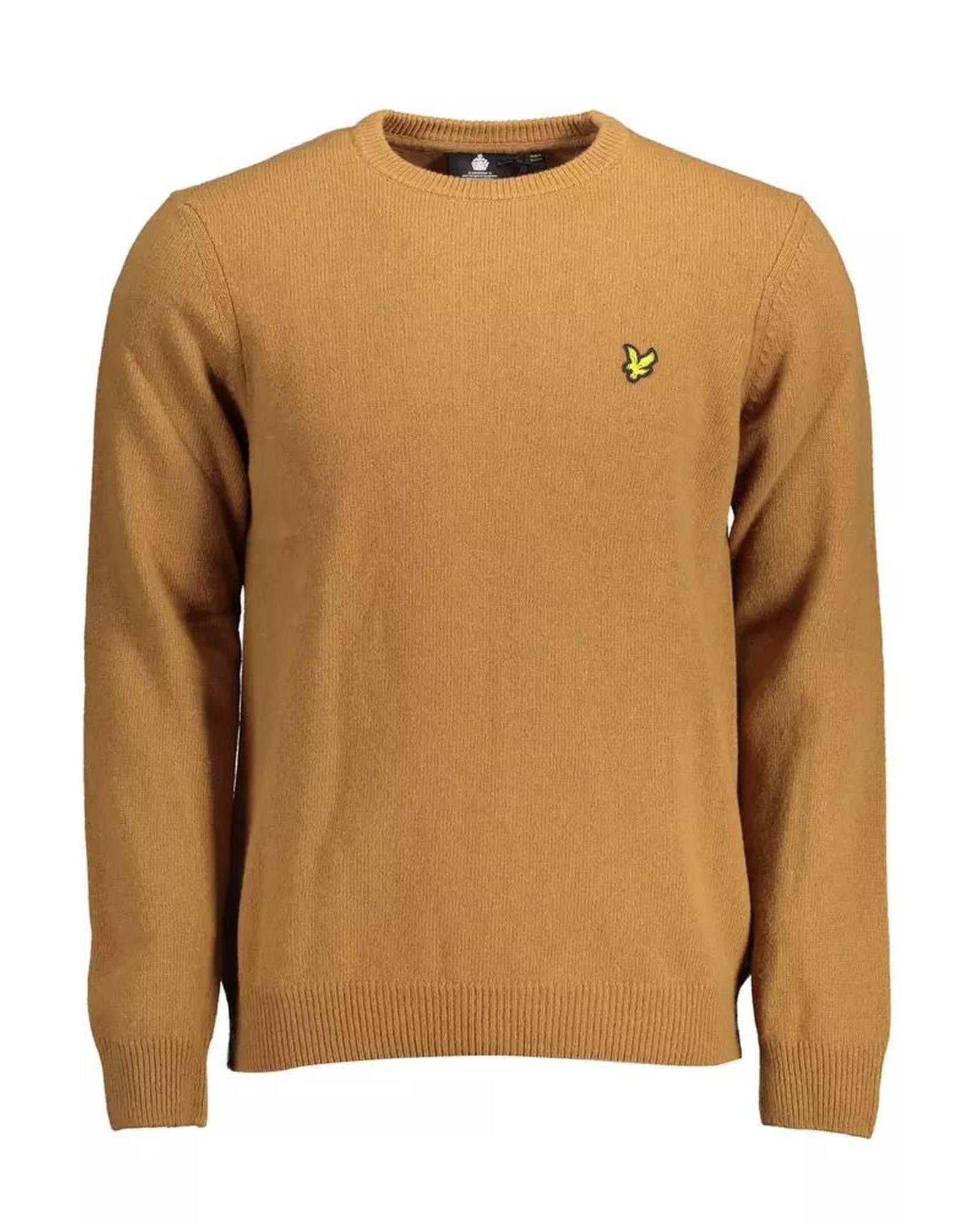 image of Lyle Scott Logo Applique Long-Sleeved Wool Shirt in Brown, Men's (Size Medium)