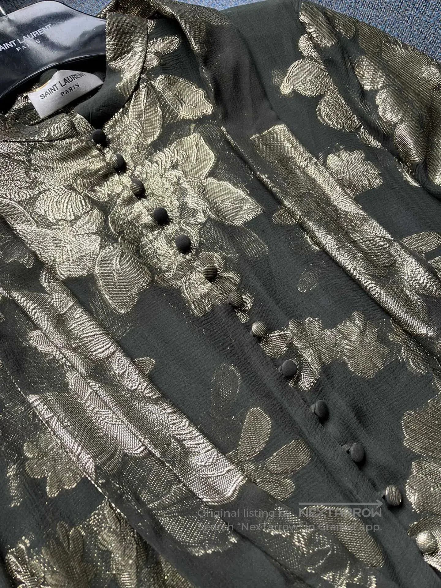 Saint Laurent Paris Saint Laurent Gold Embroidered Long Dress. Size S / US 4 / IT 40 - 6 Thumbnail