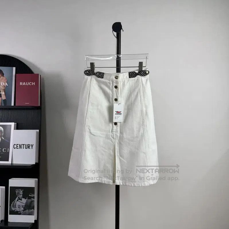 Louis Vuitton Louis Vuitton White Cotton Midi Skirt . Size 23" - 1 Thumbnail