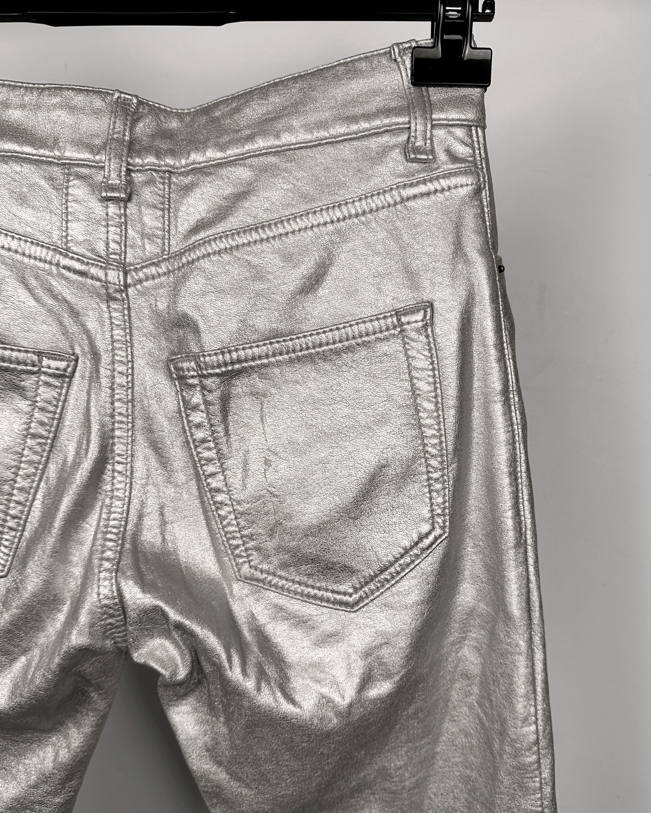 Hedi Slimane × Saint Laurent Paris Saint Laurent Paris Silver Sample Faux Leather Pants Size US 28 / EU 44 - 9 Thumbnail