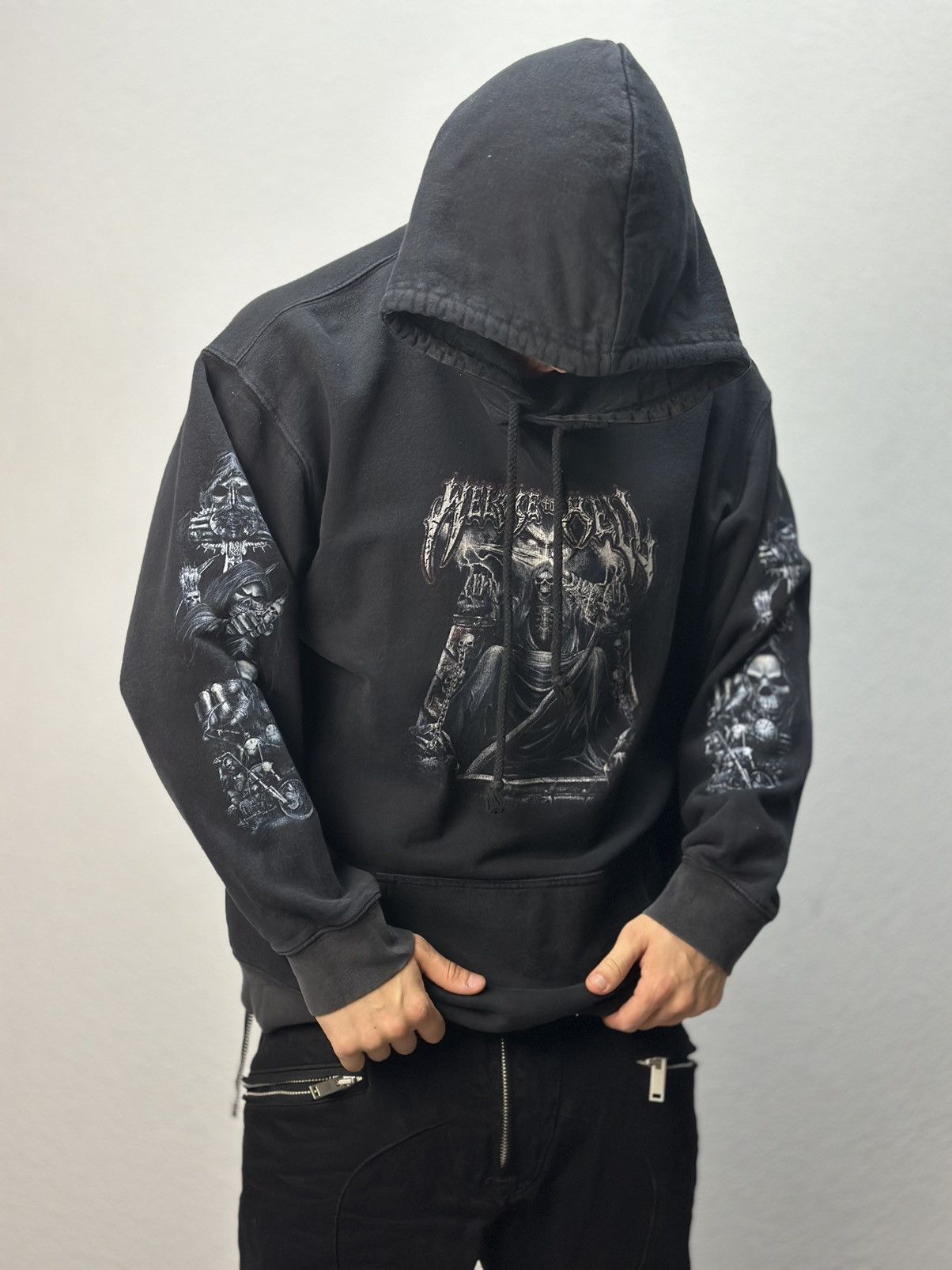 Band Tees Vintage Hoodie Welcome To Well Gothic Punk Wild 90s skull Size US XL / EU 56 / 4 - 1 Thumbnail