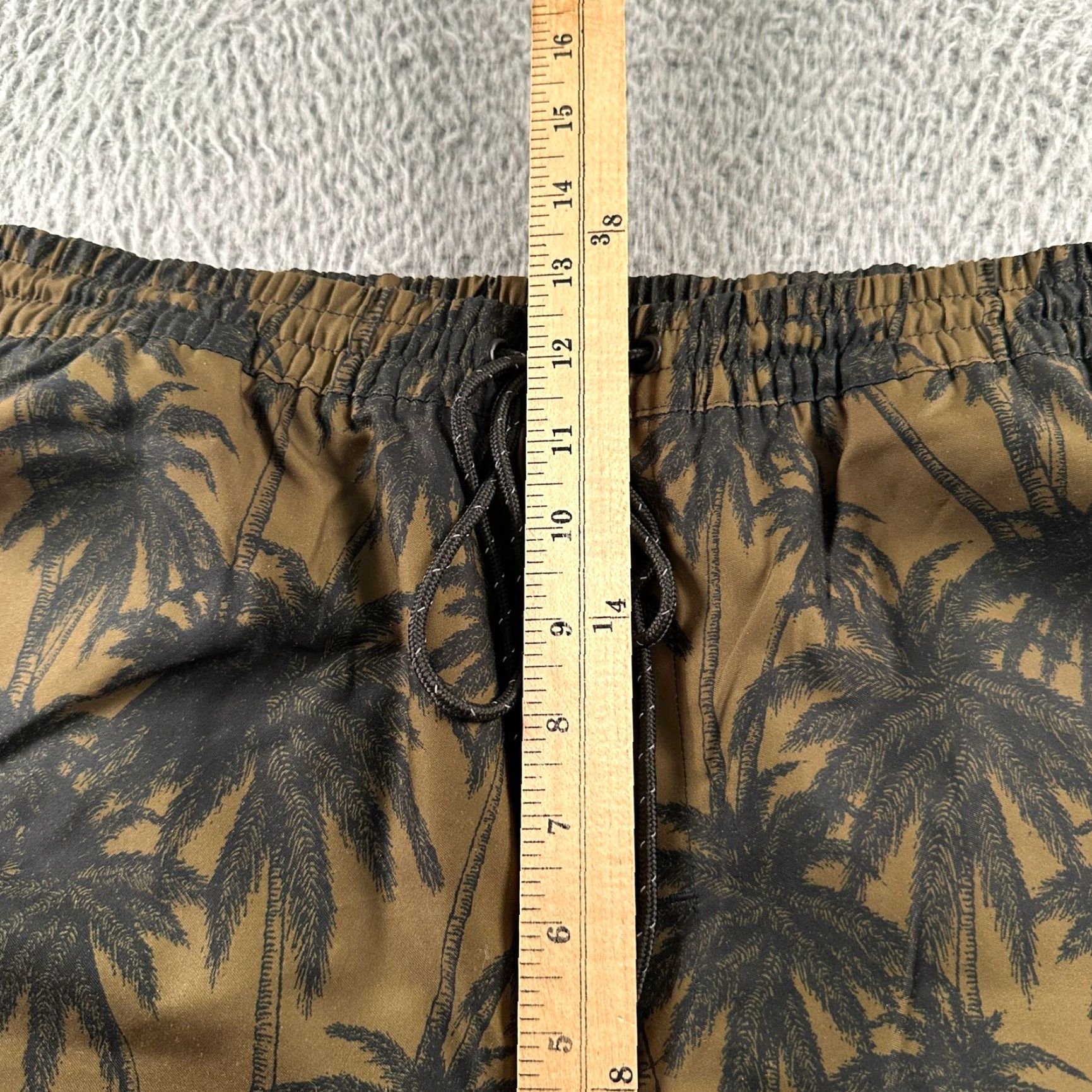 Outerknown Outerknown Swim Trunks Mens 33 Olive Palm Print Drawstring Quick Dry Board Shorts Beach Tropical Mens Size ONE SIZE - 4 Thumbnail