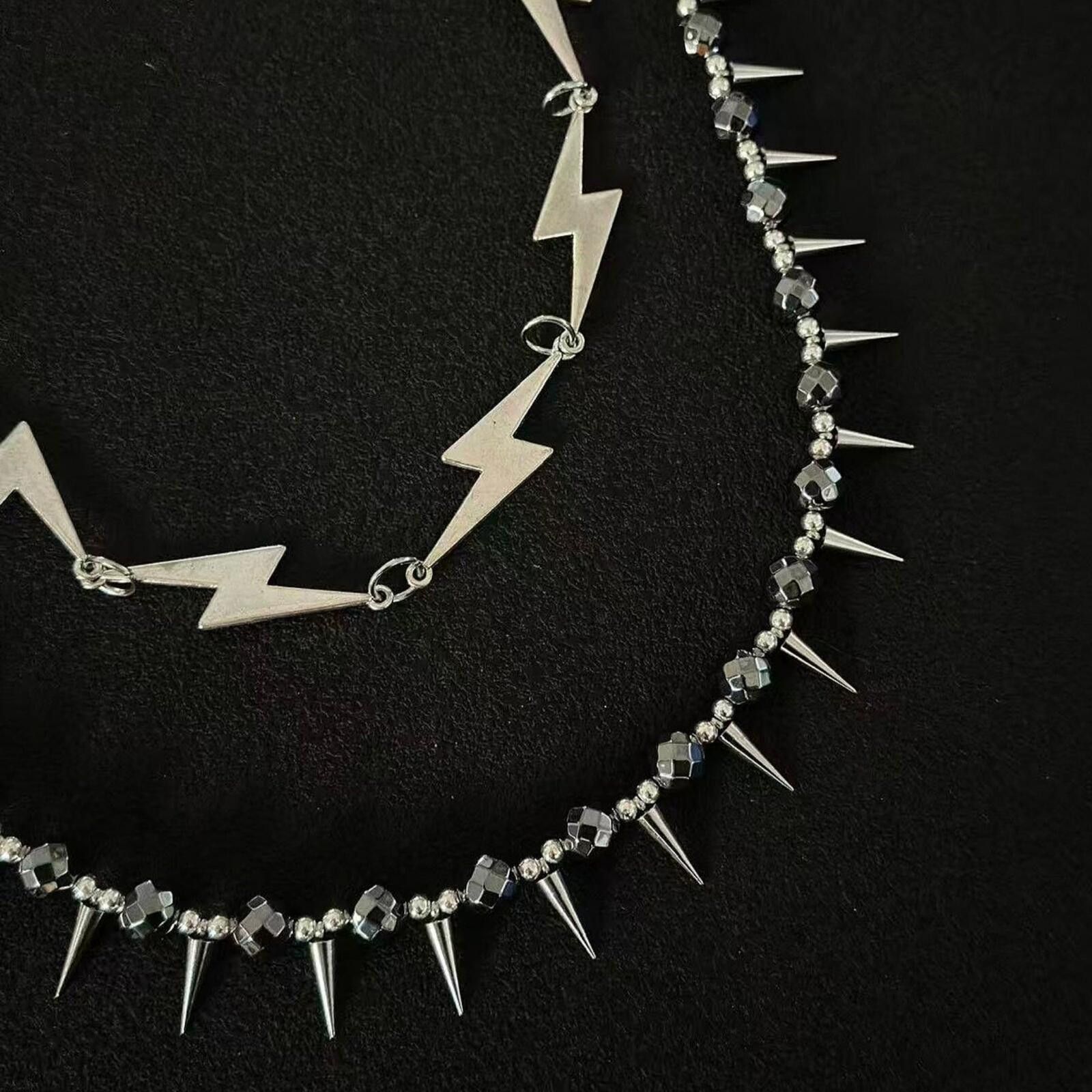 Jewelry Spiked Lightning Waist Chain | Double Layer Metal Punk Size ONE SIZE - 2 Thumbnail