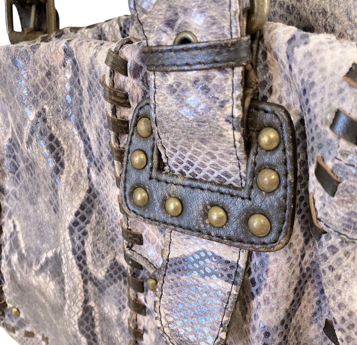 Betsey Johnson Betsey Johnson Y2K Archive Python Print Studded Tote Bag Size ONE SIZE - 6 Thumbnail