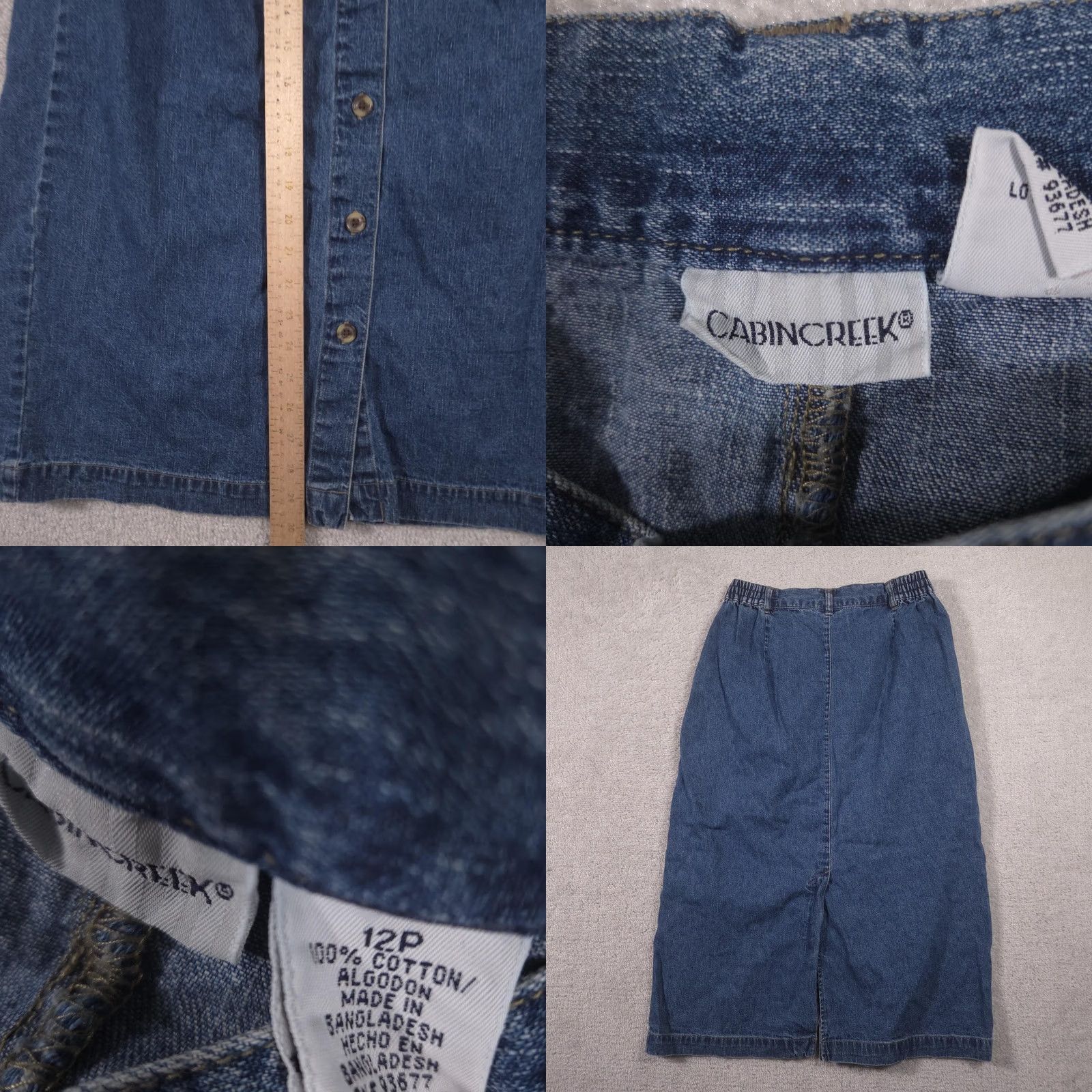Denime VINTAGE? No. Cabin Creek Skirt Womens 12P Blue Denim Button Front Elastic Waist Midi Pockets Size 34" / US 12 / IT 48 - 8 Thumbnail
