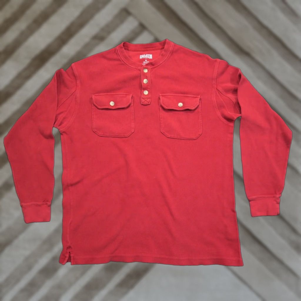 CO Duluth Shirts Mens Medium Red Henley Ribbed Pocket 90s Vintage Shirt Mens Size US M / EU 48-50 / 2 - 1 Thumbnail