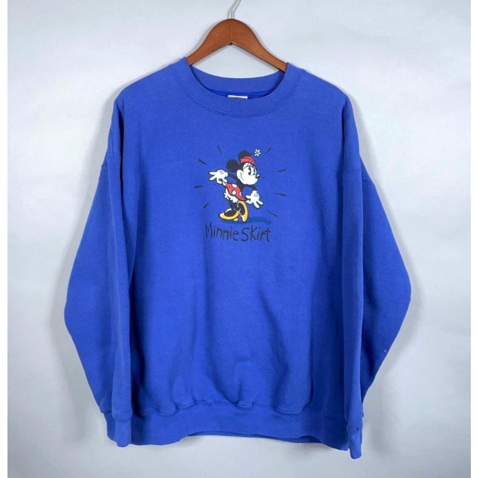 Disney VINTAGE Disney Minnie Mouse Sweatshirt 2XL Adult Blue - 90s Cartoon Graphic Print Pullover Regular Fit Women's Activewear Casual USA Made Size XXL / US 16-18 / IT 52-54 - 2 Thumbnail