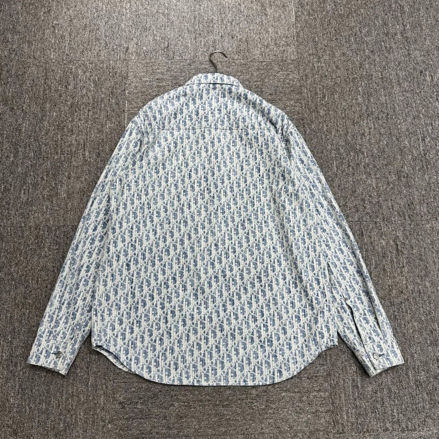 Dior Blue Patterned Long-Sleeve Button-Up Shirt. Size US M / EU 48-50 / 2 - 5 Thumbnail