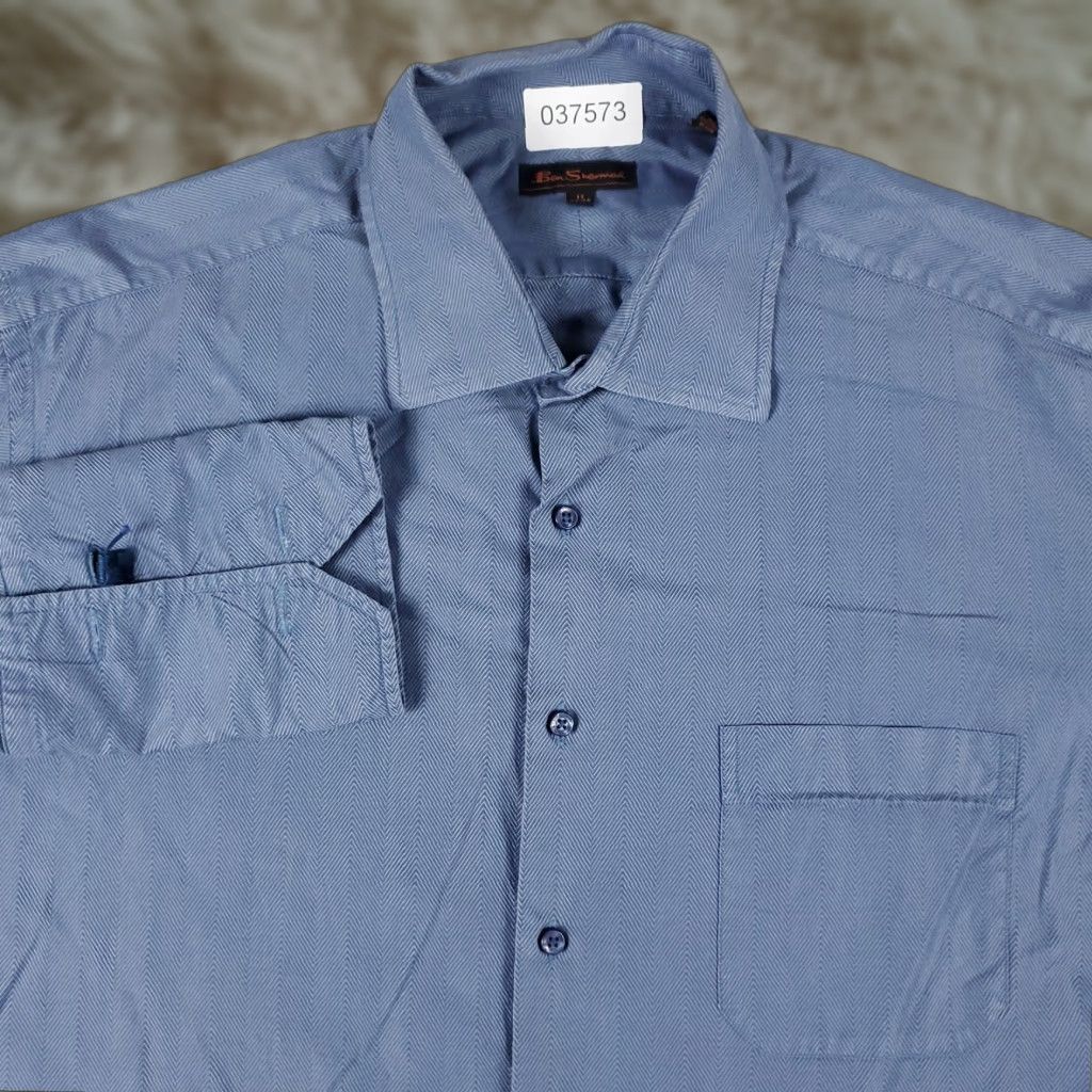 Ben Sherman Ben Sherman Shirt Mens Size 17 Blue Dress Button Up Long Sleeve Size 46R - 1 Thumbnail