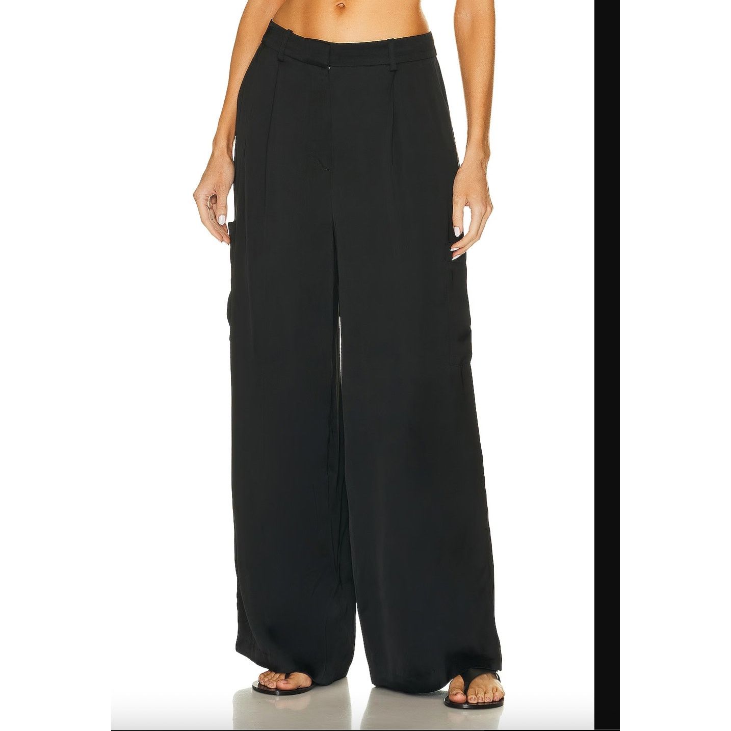Loulou de Saison Loulou Studio Carmel Cargo Wide Leg Pant in Black S Size 27" / US 4 / IT 40 - 1 Thumbnail